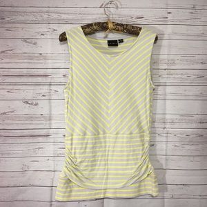 Tribal Womens Gray Yellow Striped Casual Top M